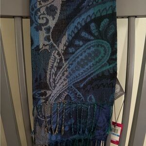Vince Camuto Blue and Green Paisley Scarf